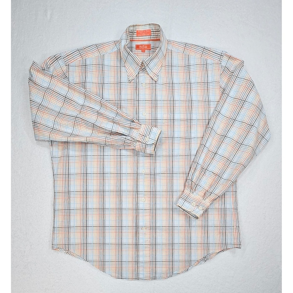Vintage Faconnable Mens Multicolor Plaid Button-Down Shirt Size Large Oversized